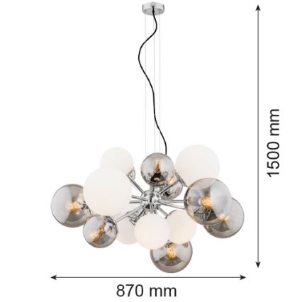 Argon 5020 - Hängeleuchte SATELITE 15xE27/15W/230V chrom glänzend/weiß