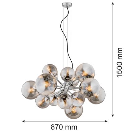 Argon 5022 - Hängeleuchte SATELITE 15xE27/15W/230V chrom glänzend