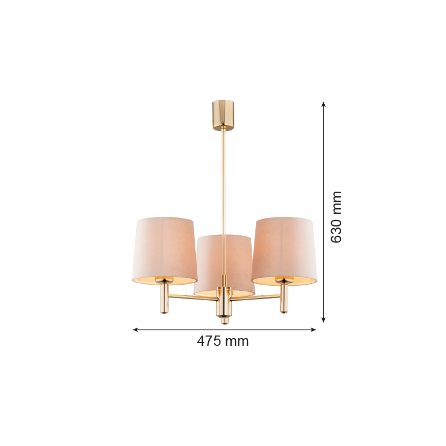 Argon 6109 - Stangen-Kronleuchter PONTE 3xE27/15W/230V beige