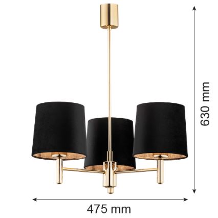 Argon 6111 - Kronleuchter auf einer Stange PONTE 3xE27/15W/230V schwarz