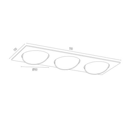 Argon 6116 BZ - Einbaubeleuchtung OLIMP 3xGU10-AR111/12W/230V schwarz