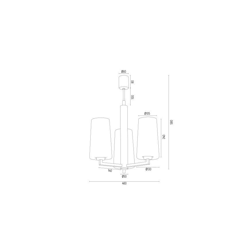 Argon 6143 - Kronleuchter an einer Stange CAMELOT PLUS 3xE27/15W/230V schwarz/weiß/gold