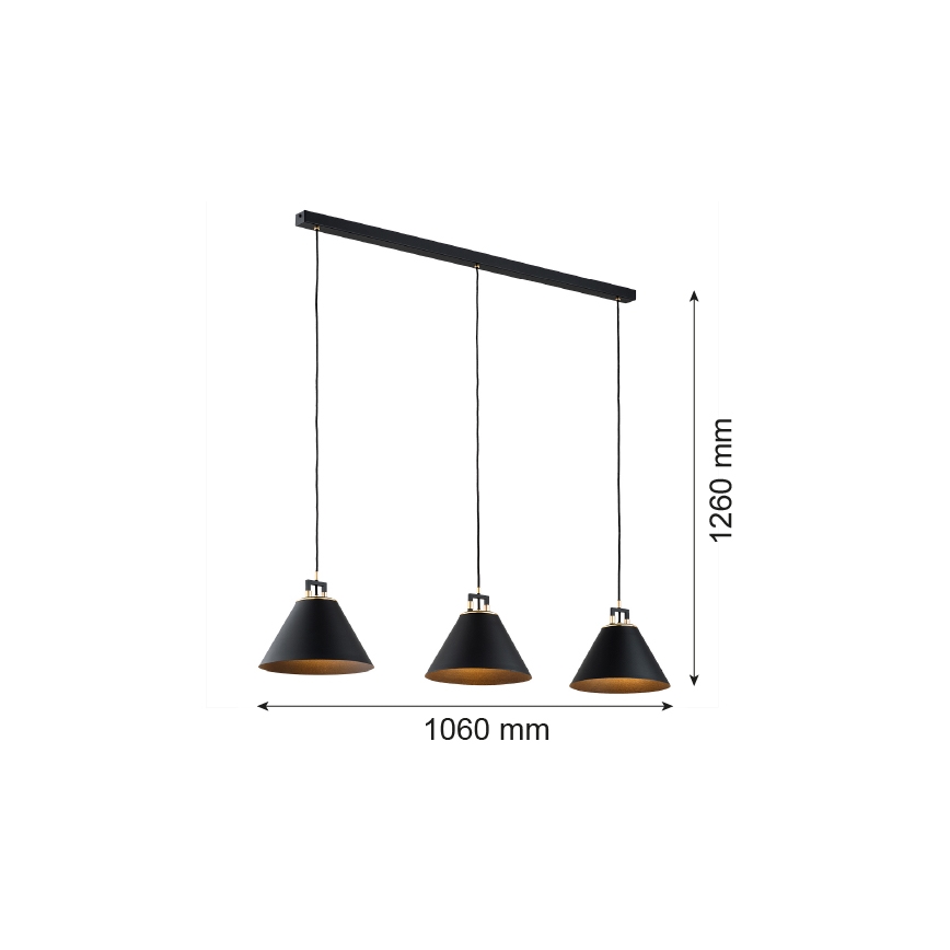 Argon 6174 - Hängeleuchte ORTE 3xE27/15W/230V schwarz
