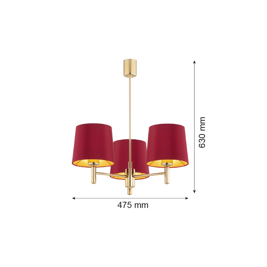 Argon 6266 - Hängeleuchte an Stange PONTE PLUS 3xE27/15W/230V rot
