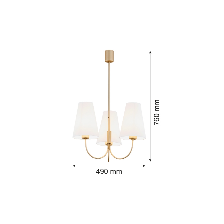 Argon 6267 - Hängeleuchte an Stange SAFIANO 3xE27/15W/230V golden
