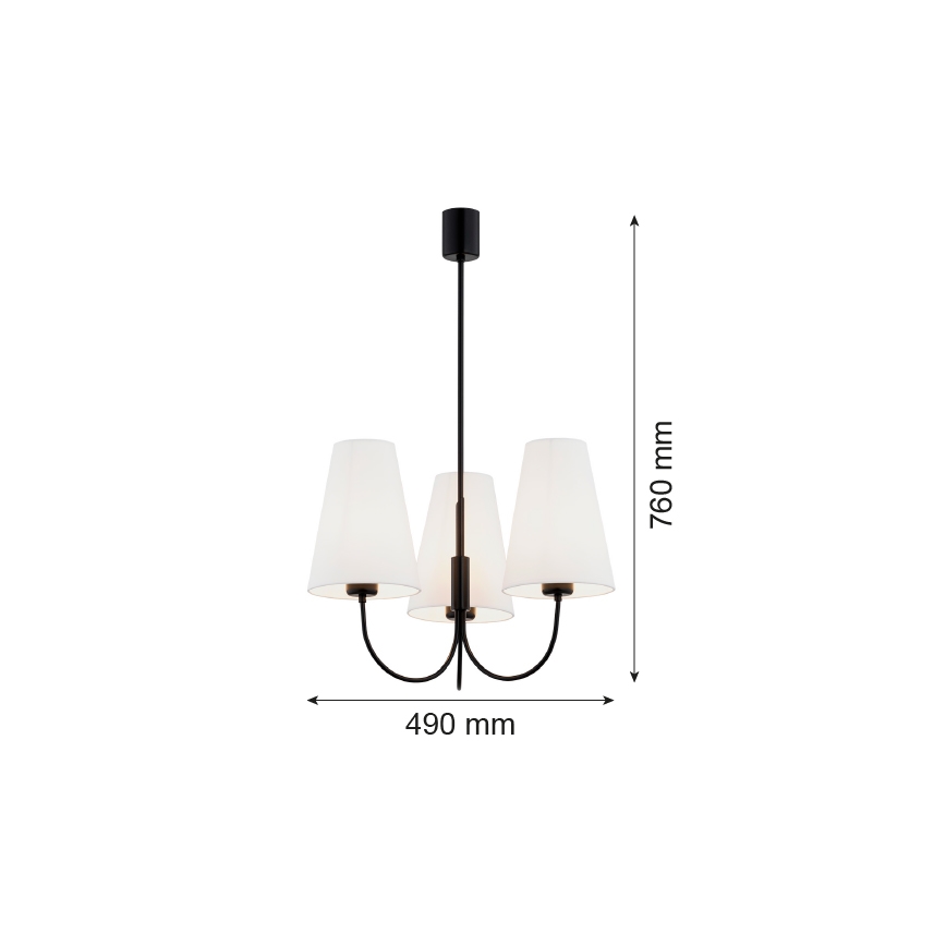 Argon 6268 - Hängeleuchte an Stange SAFIANO 3xE27/15W/230V schwarz