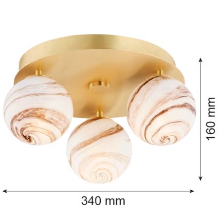 Argon 6290 - Deckenleuchte FABIO 3xE14/7W/230V Alabaster golden