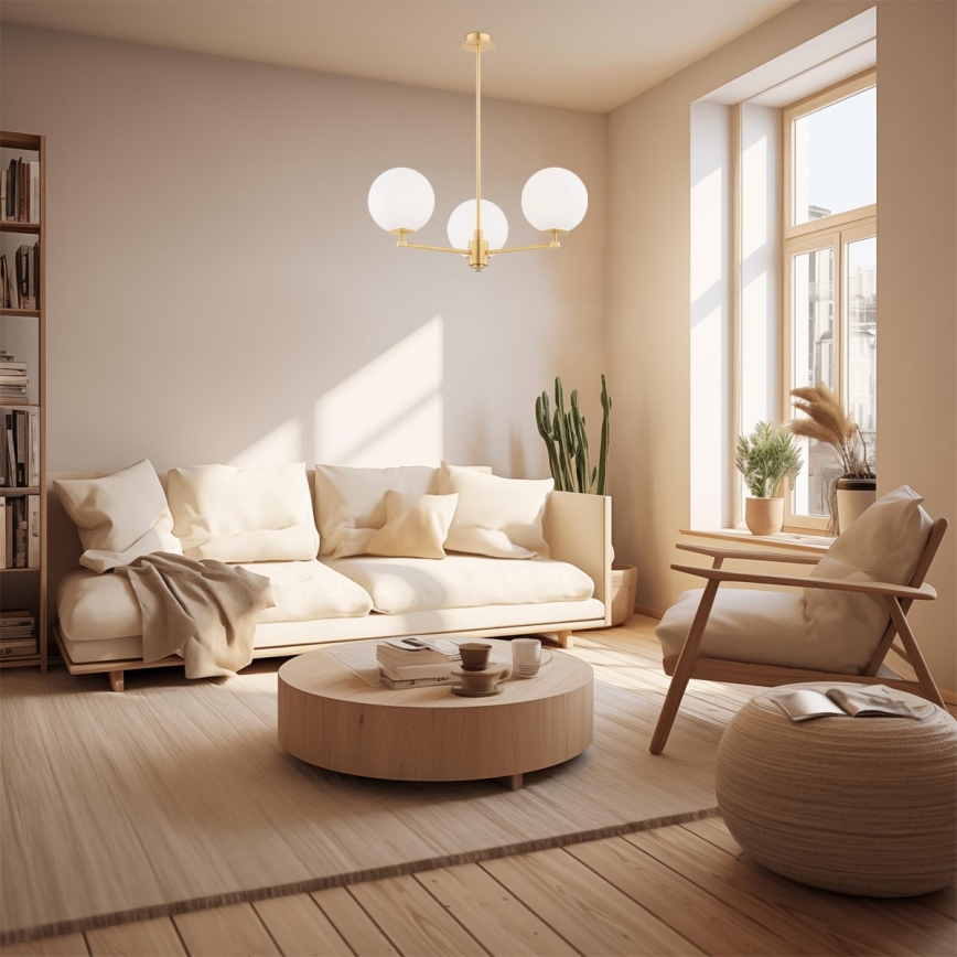 Argon 6307 - Deckenleuchte an Stange PALOMA 3xE14/7W/230V golden/weiß
