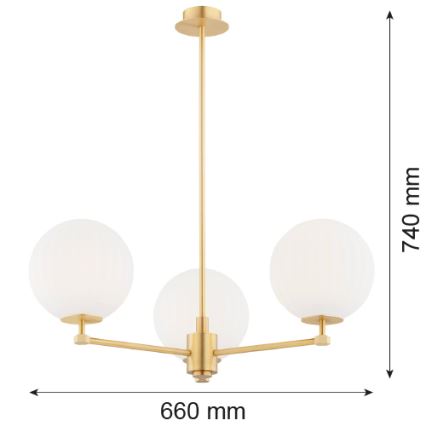 Argon 6307 - Deckenleuchte an Stange PALOMA 3xE14/7W/230V golden/weiß