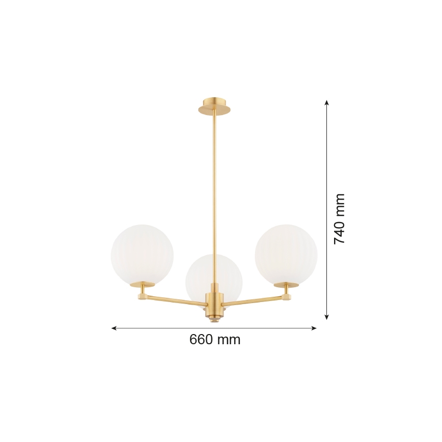 Argon 6307 - Deckenleuchte an Stange PALOMA 3xE14/7W/230V golden/weiß