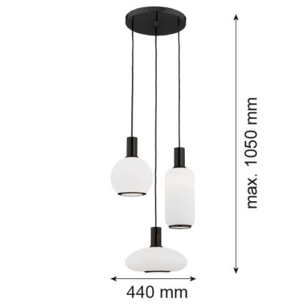 Argon 6323 - Hängeleuchte SAGUNTO PLUS 3xE27/15W/230V schwarz