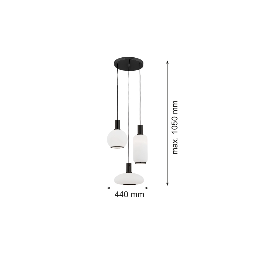 Argon 6323 - Hängeleuchte SAGUNTO PLUS 3xE27/15W/230V schwarz