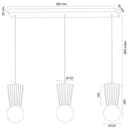 Argon 6357 - Badezimmer-Pendelleuchte mit Kabelaufhängung VOLANTE 3xG9/6W/230V IP44 beige