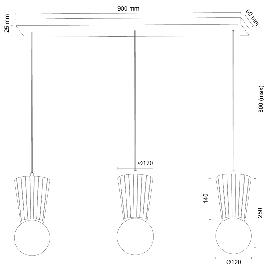 Argon 6358 - Badezimmer-Pendelleuchte an Kabel VOLANTE 3xG9/6W/230V IP44 braun