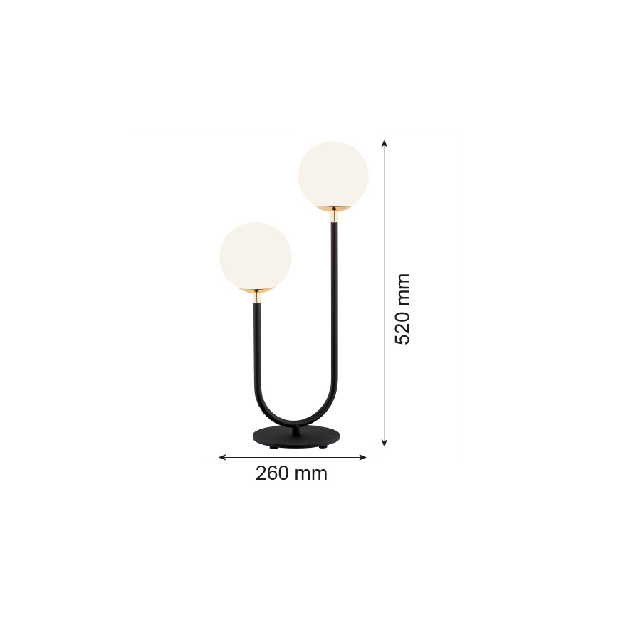 Argon 7072 - Tischlampe FERRONE 2xE14/7W/230V schwarz/weiß/gold