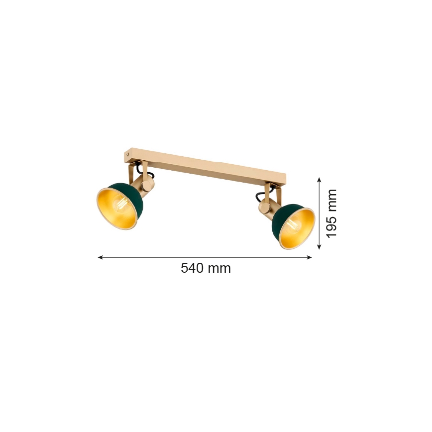 Argon 7143 - Strahler LENORA 2xE14/7W/230V golden/grün