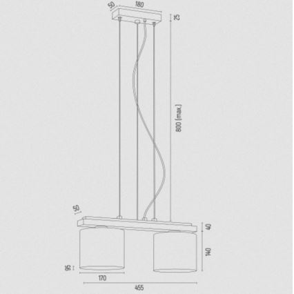 Argon 7164 - Hängeleuchte an Schnur CANOA 2xE27/15W/230V schwarz