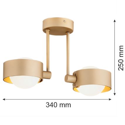 Argon 7215 - Badezimmer-Deckenleuchte an Stange MASSIMO PLUS 2xG9/6W/230V IP44 golden