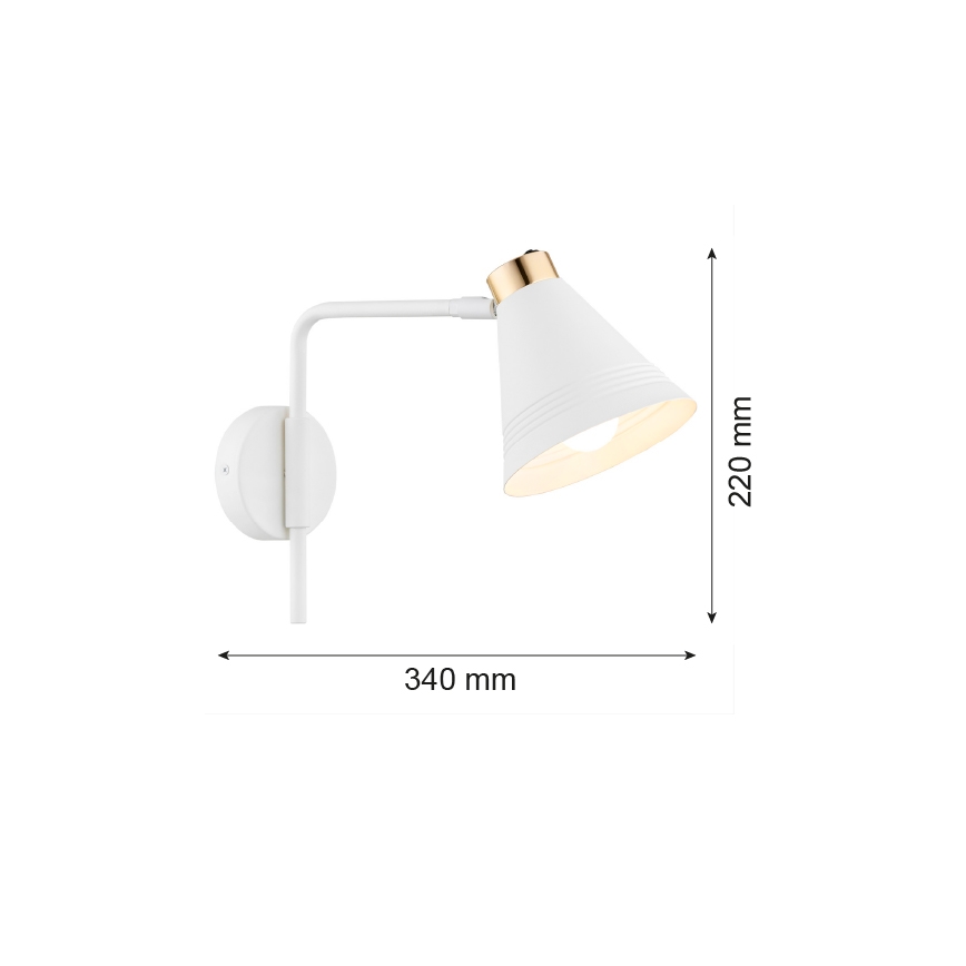 Argon 8006 - Wandlampe AVALONE 1xE27/15W/230V 34 cm weiß/gold
