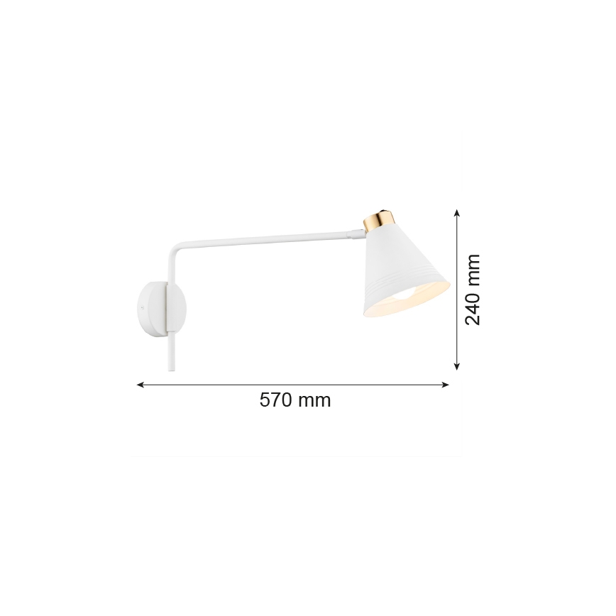 Argon 8007 - Wandlampe AVALONE 1xE27/15W/230V 57 cm weiß/gold
