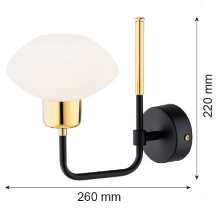 Argon 8032 - Wandlampe RAVELLO 1xE14/15W/230V schwarz/gold