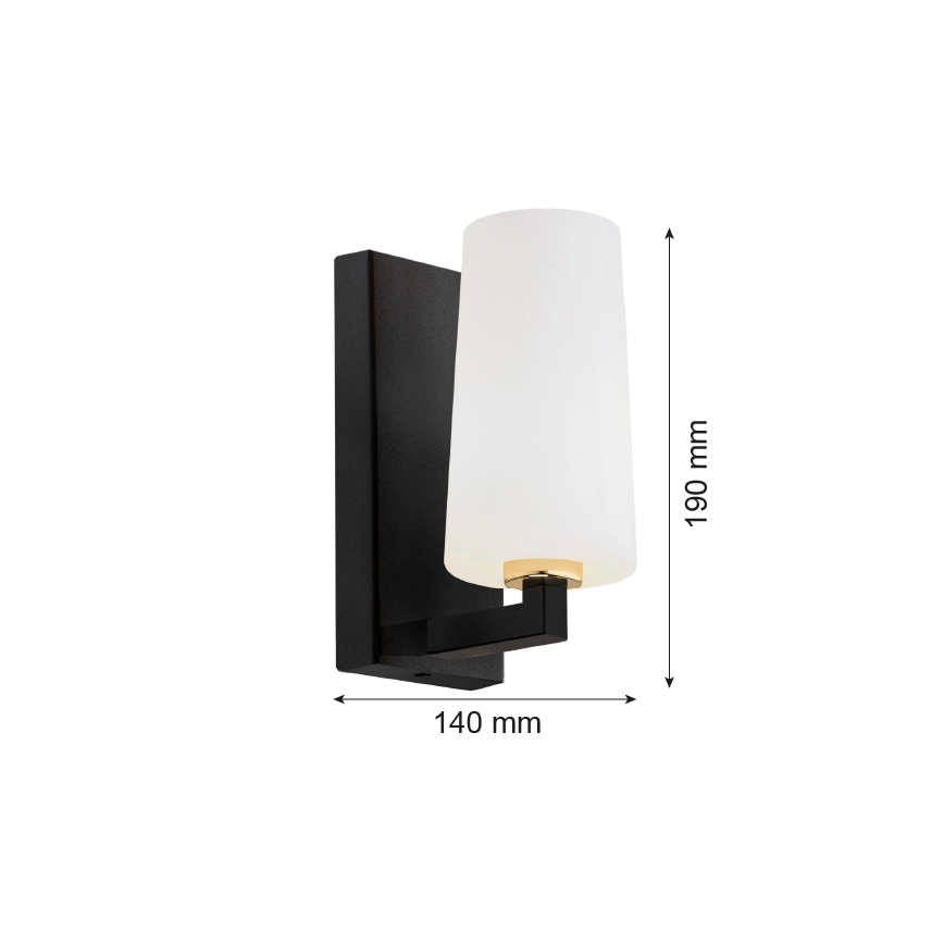 Argon 8056 - Wandlampe CAMELOT PLUS 1xE27/15W/230V schwarz/weiß/gold