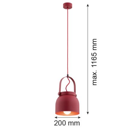 Argon 8282 - Hängeleuchte an Schnur LOGAN 1xE27/15W/230V d 20 cm rot