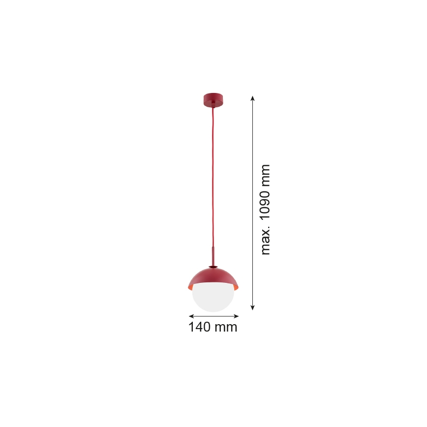 Argon 8296 - Hängeleuchte an Schnur CAPPELLO 1xE27/15W/230V rot