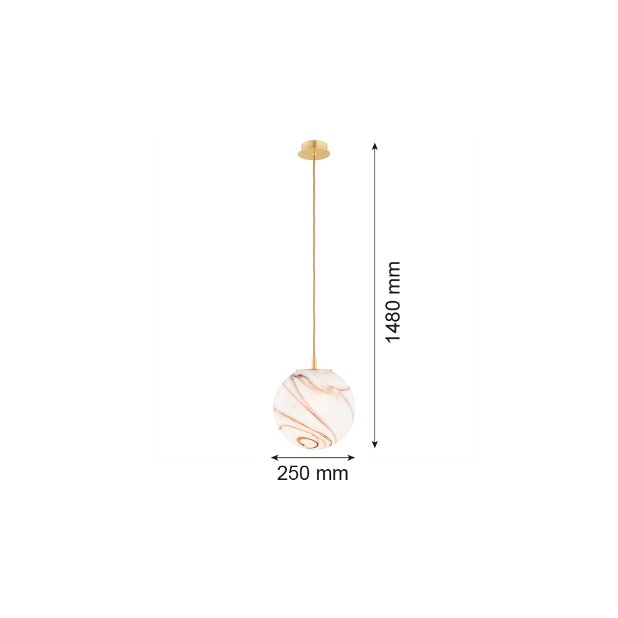 Argon 8447 - Hängeleuchte an Schnur ALMIROS 1xE27/15W/230V d 25 cm Alabaster golden