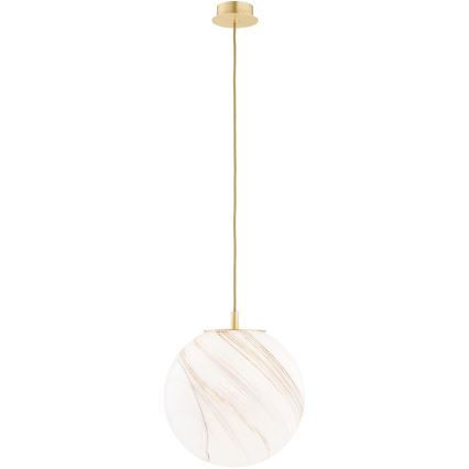 Argon 8448 - Hängeleuchte an Schnur ALMIROS 1xE27/15W/230V d 30 cm Alabaster golden