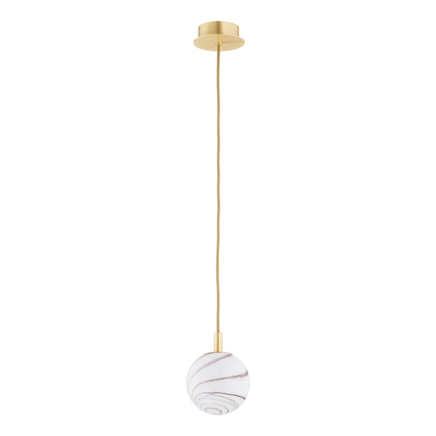 Argon 8450 - Hängeleuchte an Schnur ALMIROS 1xE14/7W/230V d 12 cm Alabaster golden