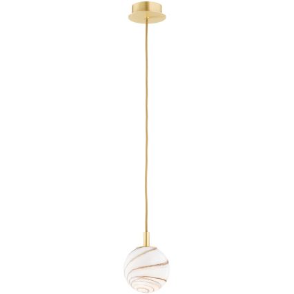 Argon 8450 - Hängeleuchte an Schnur ALMIROS 1xE14/7W/230V d 12 cm Alabaster golden