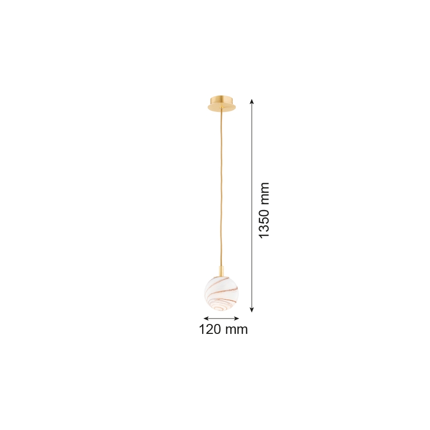 Argon 8450 - Hängeleuchte an Schnur ALMIROS 1xE14/7W/230V d 12 cm Alabaster golden