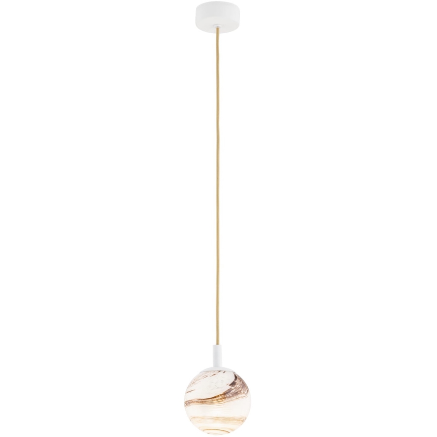 Argon 8451 - Hängeleuchte an Schnur ALMIROS 1xE14/7W/230V d 12 cm Alabaster weiß/golden