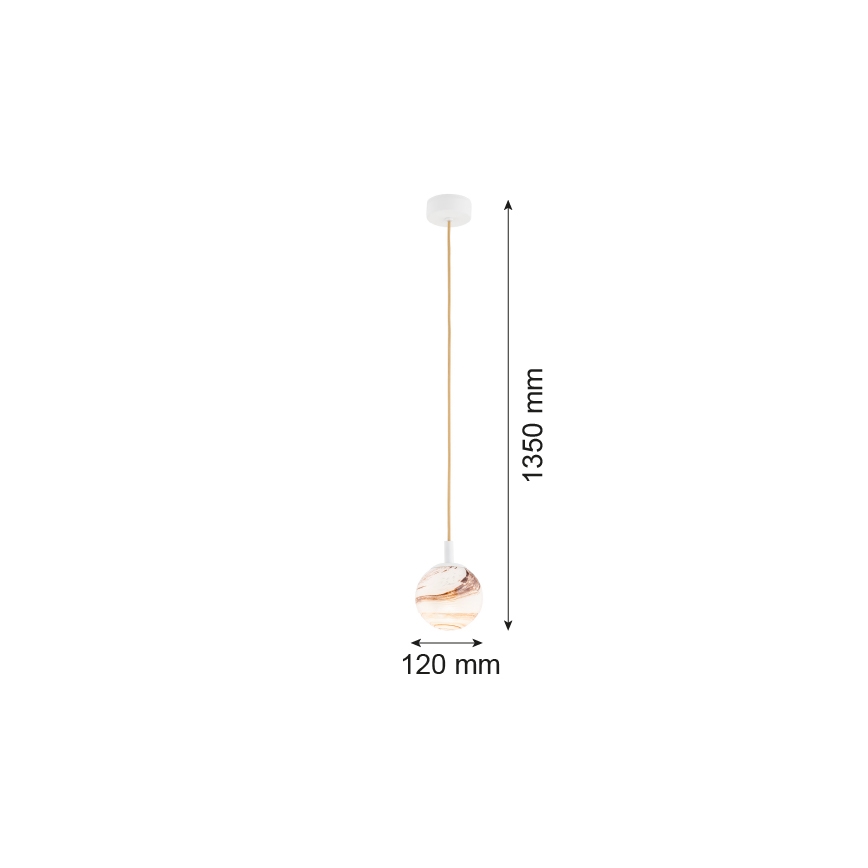 Argon 8451 - Hängeleuchte an Schnur ALMIROS 1xE14/7W/230V d 12 cm Alabaster weiß/golden
