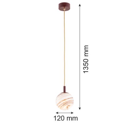 Argon 8452 - Hängeleuchte an Schnur ALMIROS 1xE14/7W/230V d 12 cm Alabaster braun/golden