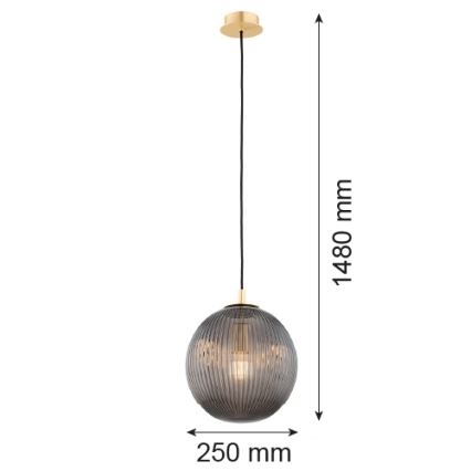 Argon 8513 - Hängeleuchte an Schnur PALOMA 1xE27/15W/230V d 25 cm golden/schwarz