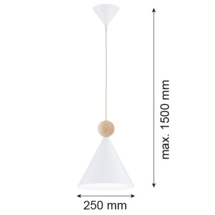 Argon 8629 - Hängeleuchte KEGEL 1xE27/15W/230V weiß