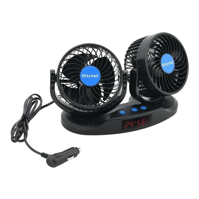 Armaturenbrett-Ventilator mit Thermometer 9W/12V schwarz