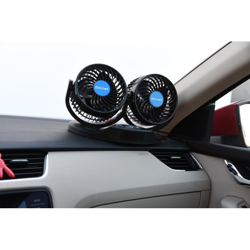 Armaturenbrett-Ventilator mit Thermometer 9W/12V schwarz