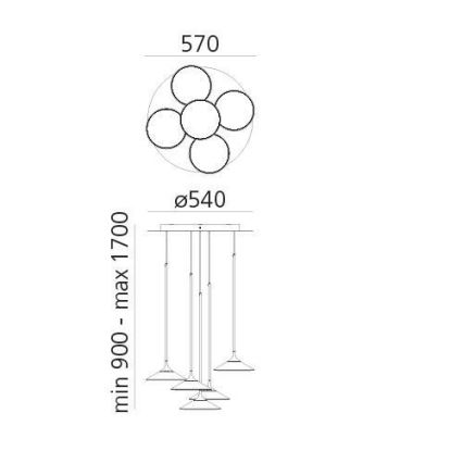Artemide 0355030A - Dimmbare LED-Hängeleuchte ORSA CLUSTER LED/37W/230V 3000K