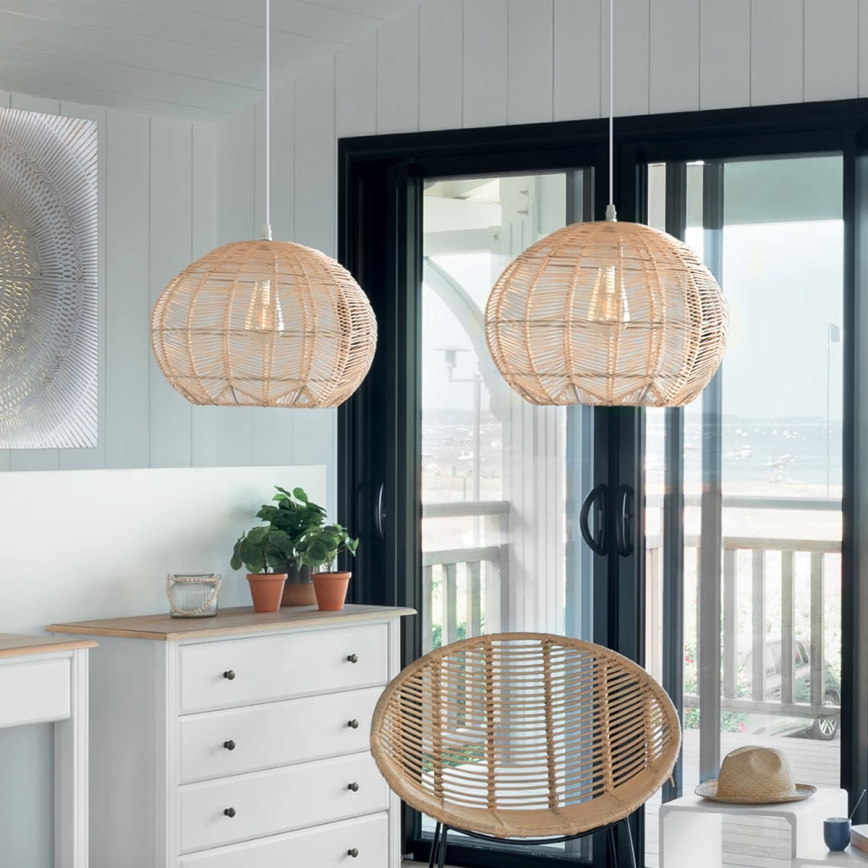 Atmosphera - Hängeleuchte KITA 1xE27/40W/230V Rattan