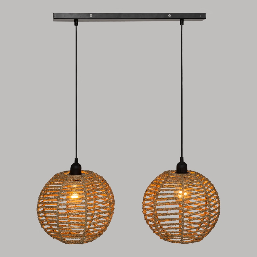 Atmosphera - Hängeleuchte RANA 2xE27/40W/230V Rattan
