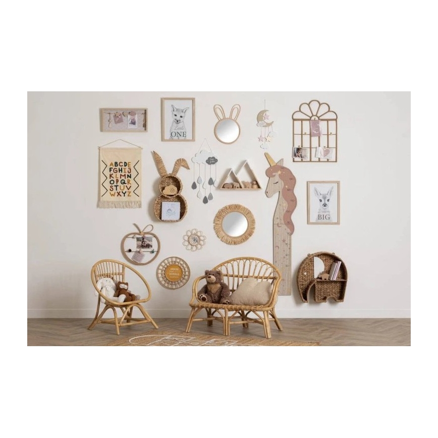 Atmosphera - Kinder-Wandspiegel LION, Ø 38 cm, Rattan/Raffia