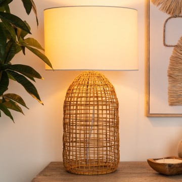 Atmosphera - Tischleuchte KARLA 1xE27/25W/230V Rattan