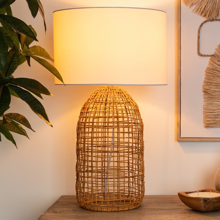 Atmosphera - Tischleuchte KARLA 1xE27/25W/230V Rattan
