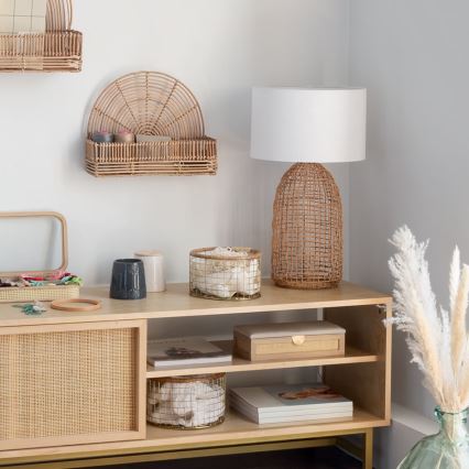 Atmosphera - Tischleuchte KARLA 1xE27/25W/230V Rattan
