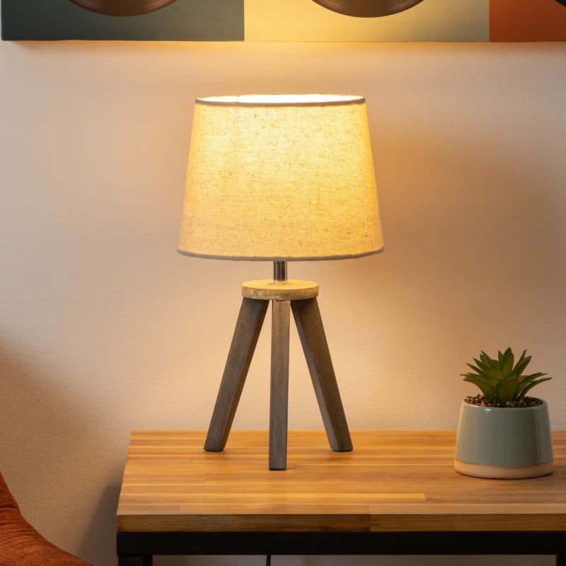 Atmosphera - Tischleuchte MINI 1xE14/25W/230V Kiefer/beige