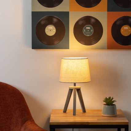Atmosphera - Tischleuchte MINI 1xE14/25W/230V Kiefer/beige