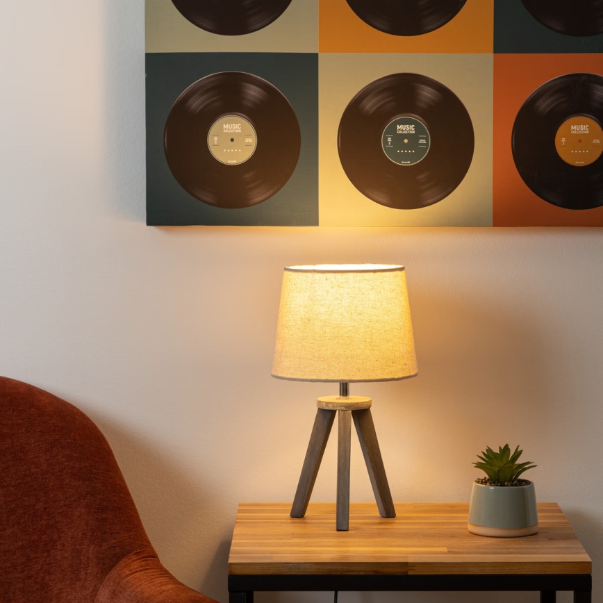 Atmosphera - Tischleuchte MINI 1xE14/25W/230V Kiefer/beige